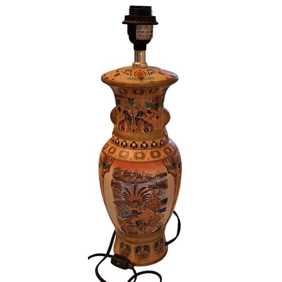 Vintage Antique Chinese Porcelain Mandarin Vase Table Lamp Hand Painted 17.5" - Picture 3 of 16